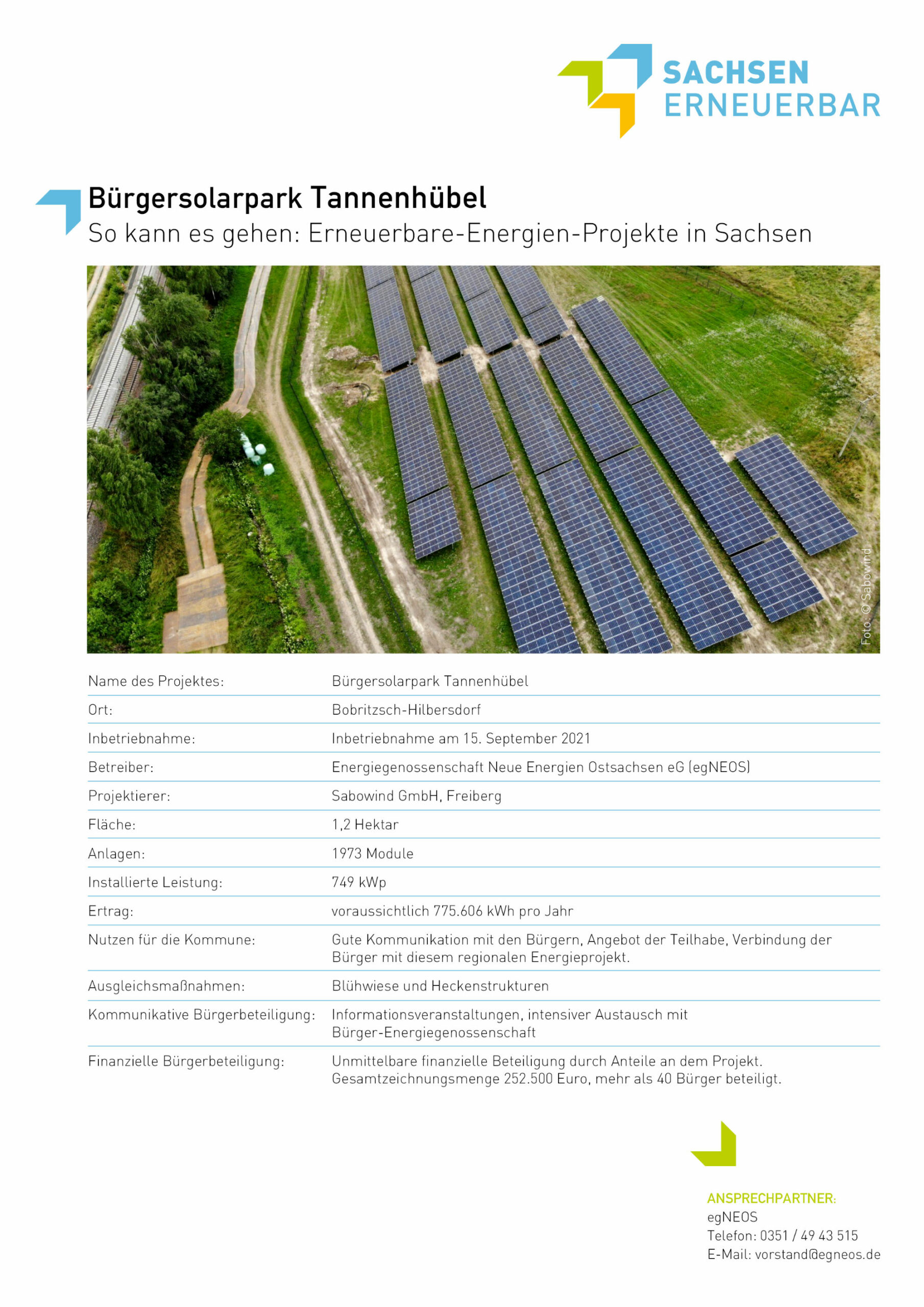 Beispiele für Erneuerbare-Energien-Projekte - Bürgersolarpark Tannenhübel