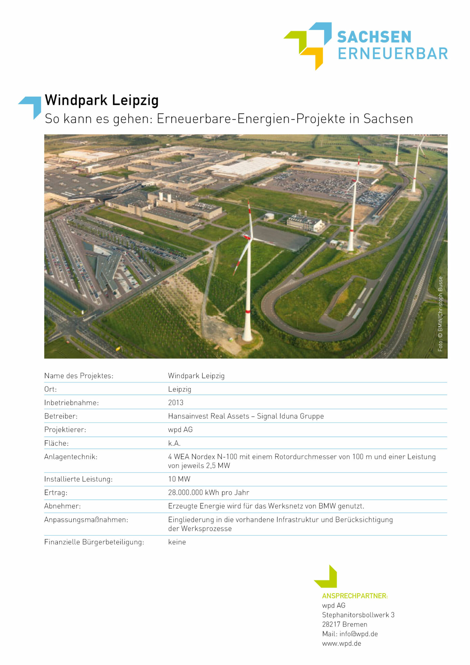 Beispiele für Erneuerbare-Energien-Projekte - Windpark Leipzig